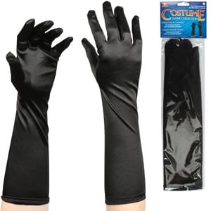LONG BLACK SATIN GLOVES