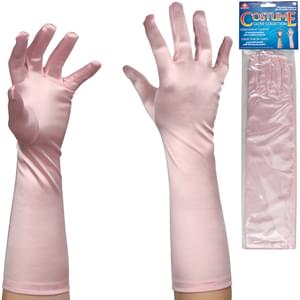Long Pink Satin Gloves