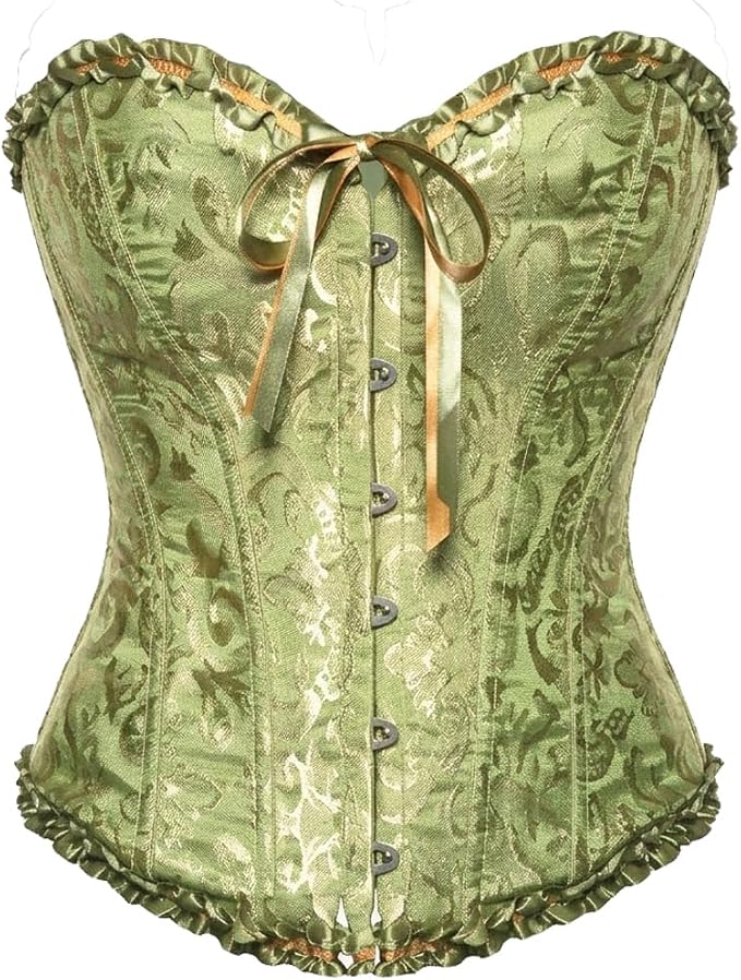 Lace Brocade Corset Top Green