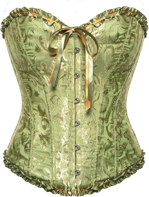 Lace Brocade Corset Top Green
