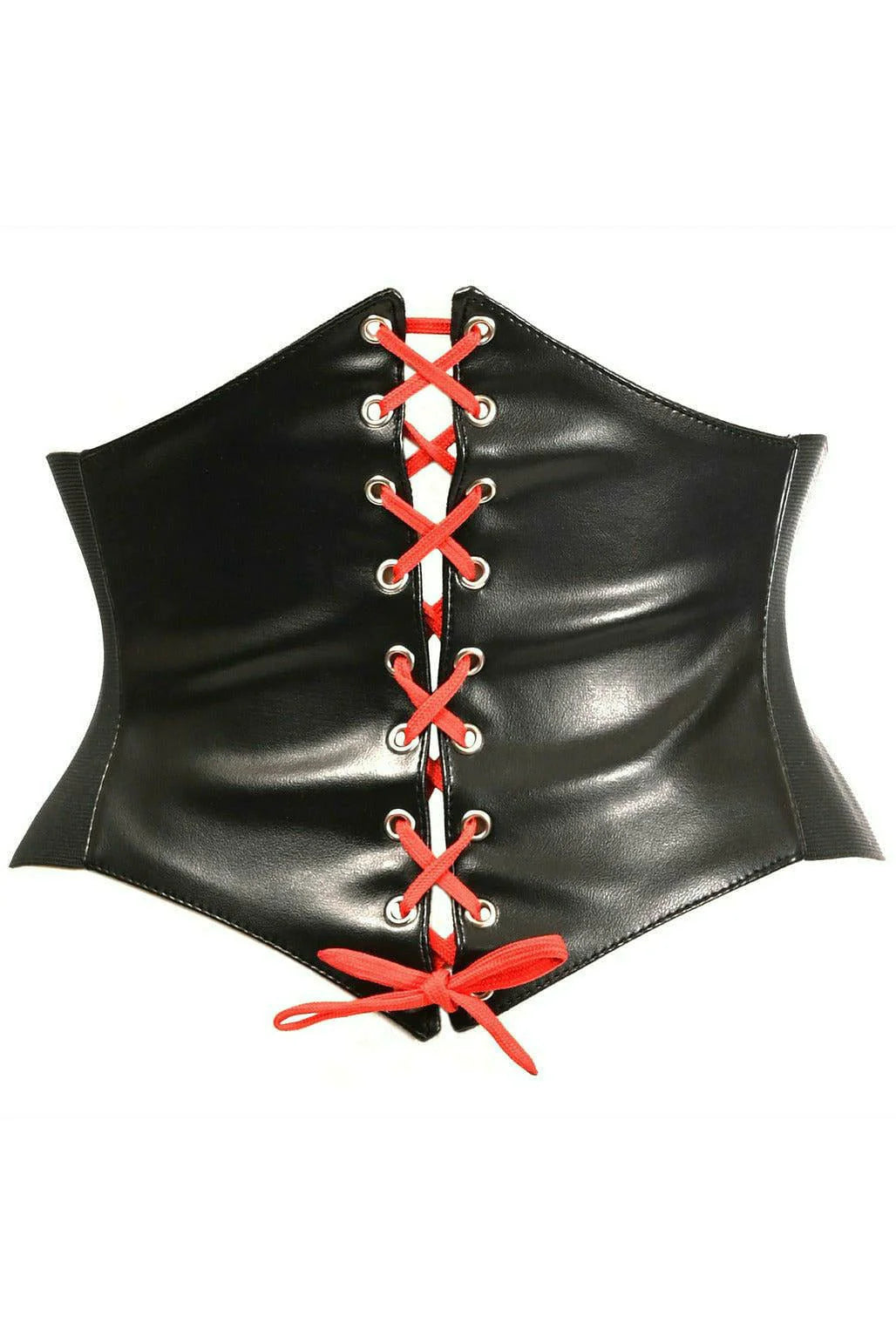 Lace-Up Front Stretchy elastic sides and back Back snap button closure