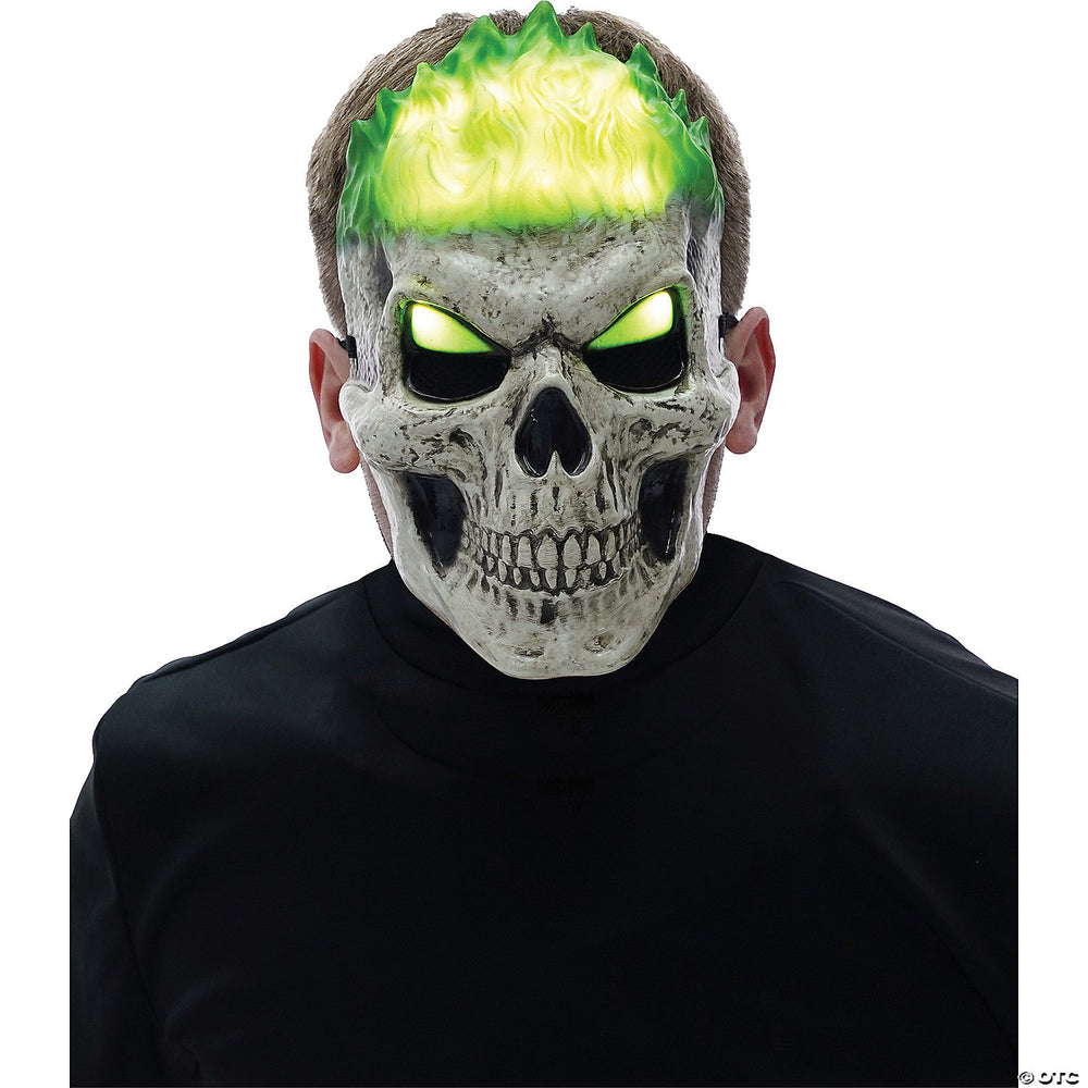 Light-Up Green Inferno Skull Mask