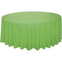 Green round tablecloth on a white background