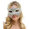 Silver Jeweled Mask with Chain & Pearls