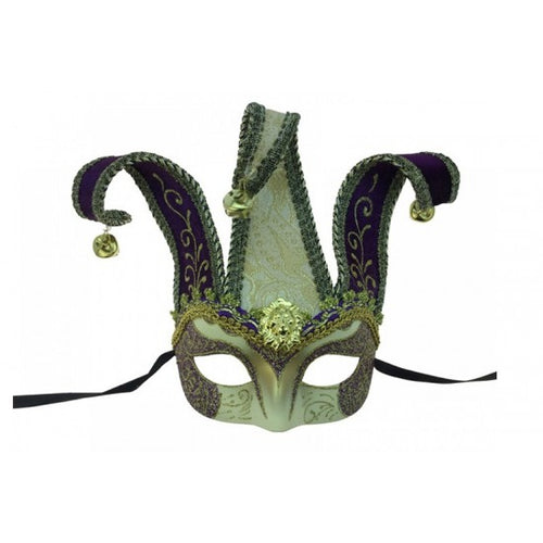 Black Gold Jester Masquerade Mask