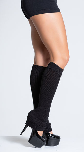 black knee high leg warmers