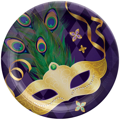 Mardi Gras Masquerade 7in Round Plates 8ct