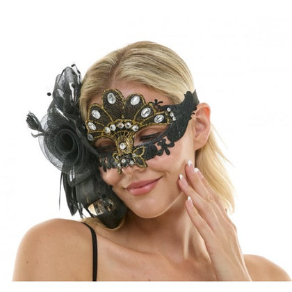 Masquerade Fairy Lace Mask | Black & Gold