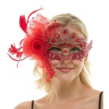 Masquerade Fairy Lace Mask | Red & Gold