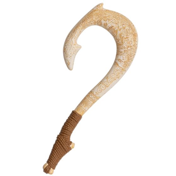 Decorative hook with intricate carvings on a white background