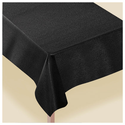 Black Metallic Fabric Rectangular Table Cover