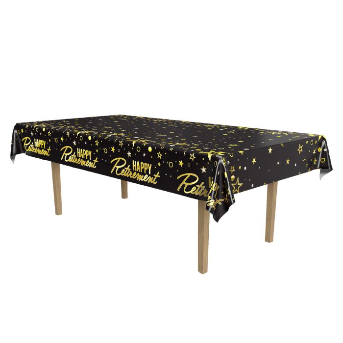 Metallic Happy Retirement Tablecover