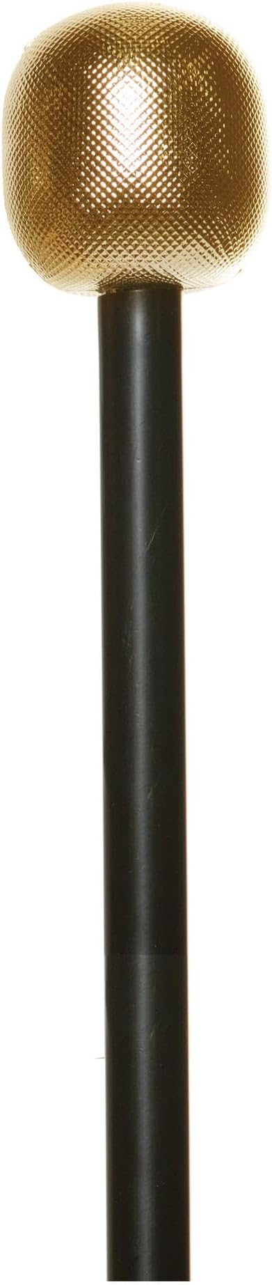 Gold microphone head on a black stand