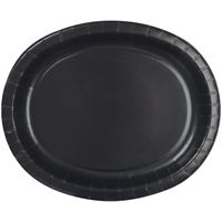 Black paper plate on a white background