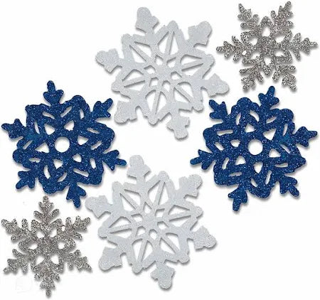 Mini Snowflake Glitter Cut Outs  6ct - Assorted