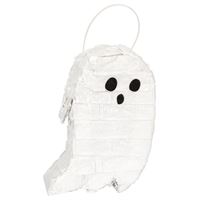 White ghost-shaped decorative item on a white background