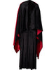 Black robe with red accents on a white background