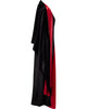 Black robe with red lining on a white background