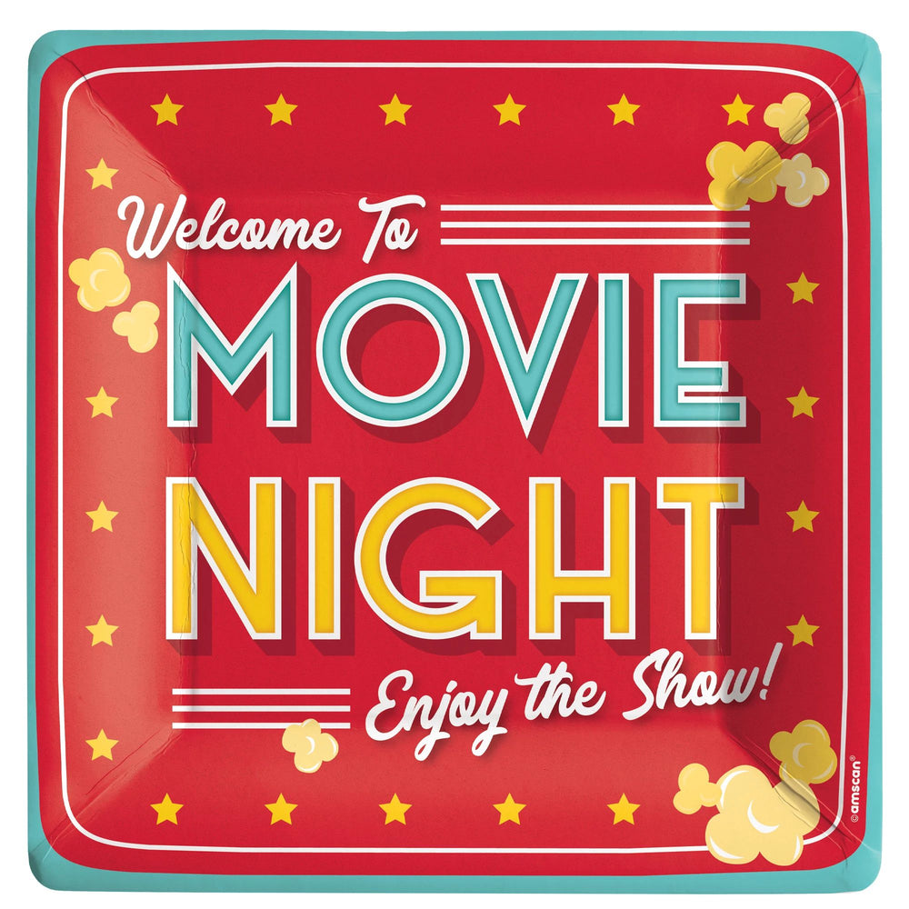 Movie Night 10in Square Plates 20ct