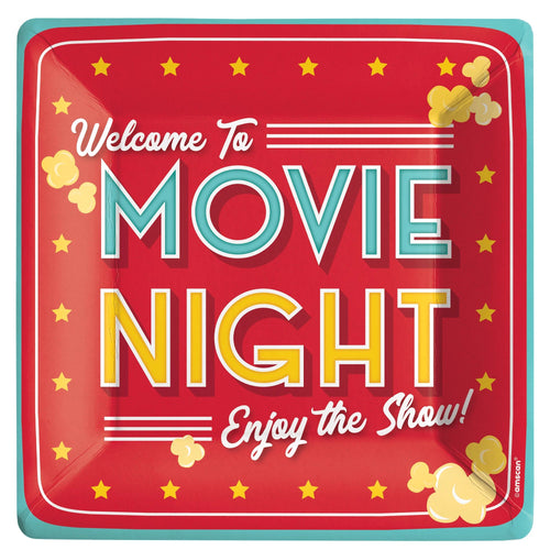Movie Night 10in Square Plates 20ct