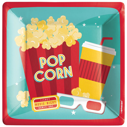 Movie Night 7in Square Plates 20ct
