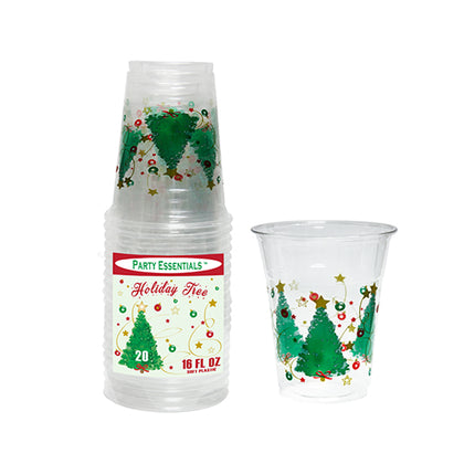 CHRISTMAS TREE 16 OZ. SOFT PLASTIC CUPS – 20 CT.