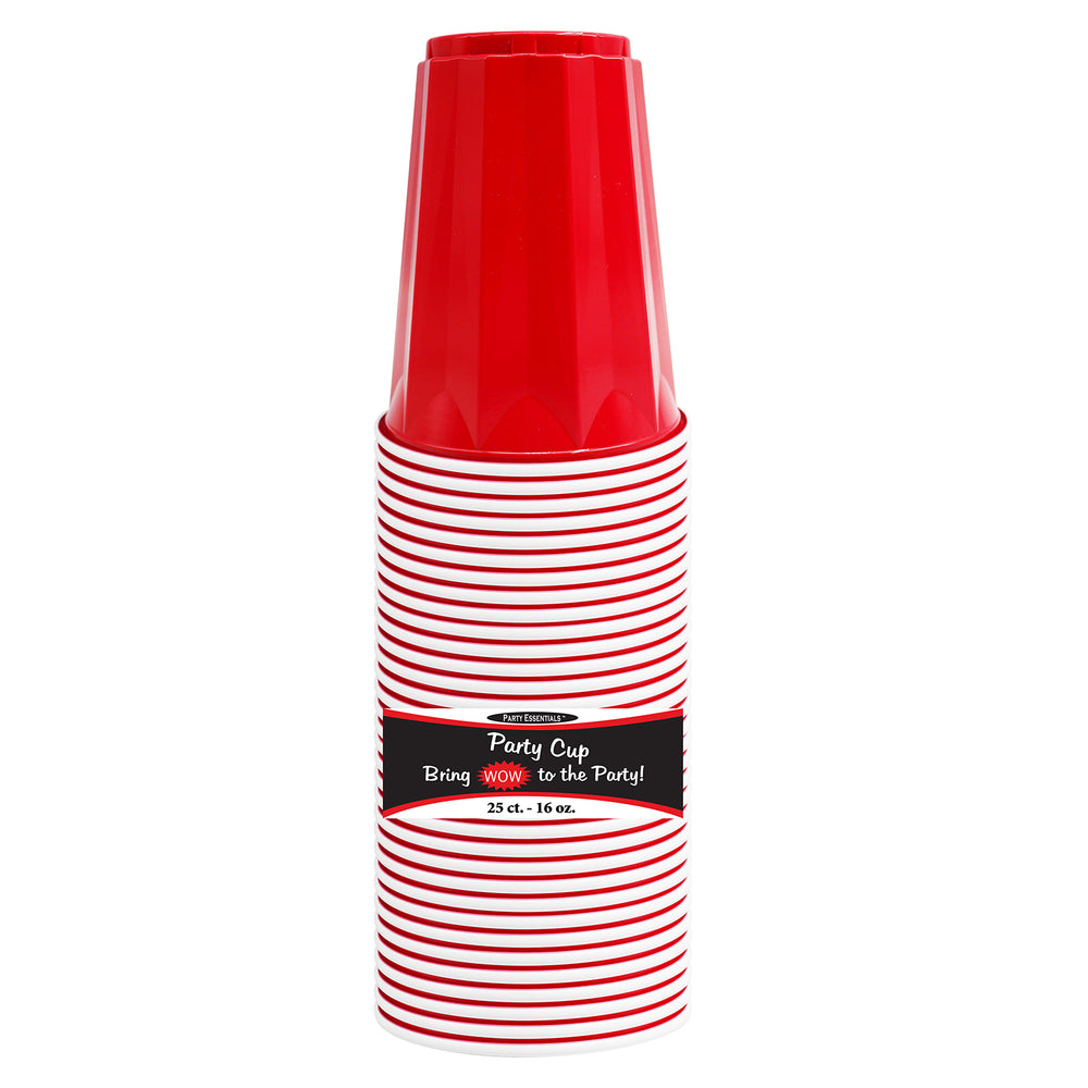 16 OZ. DIAMOND PARTY CUPS – RED 25 CT.