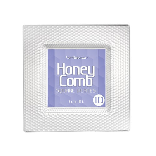 6.5″ HONEYCOMB SQUARE PLATES – CLEAR 10 CT.
