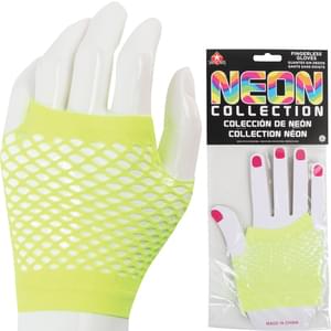 NEON YELLOW MESH FINGERLESS GLOVES