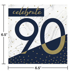 Navy & Gold 90 Luncheon Napkins 16ct | Milestone Birthday