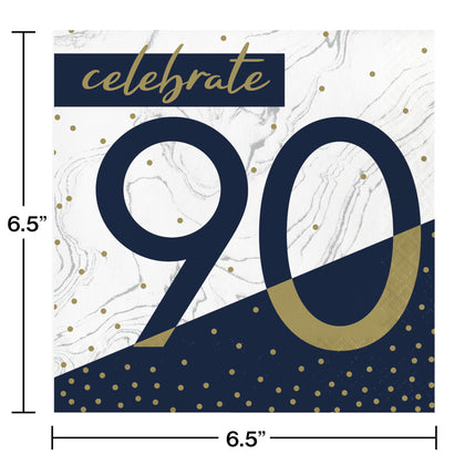 Navy & Gold 90 Luncheon Napkins 16ct | Milestone Birthday