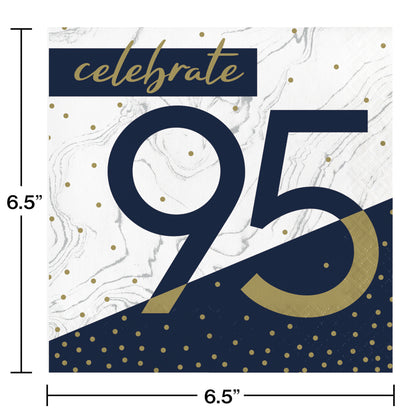 Navy & Gold 95 Luncheon Napkins 16ct | Milestone Birthday