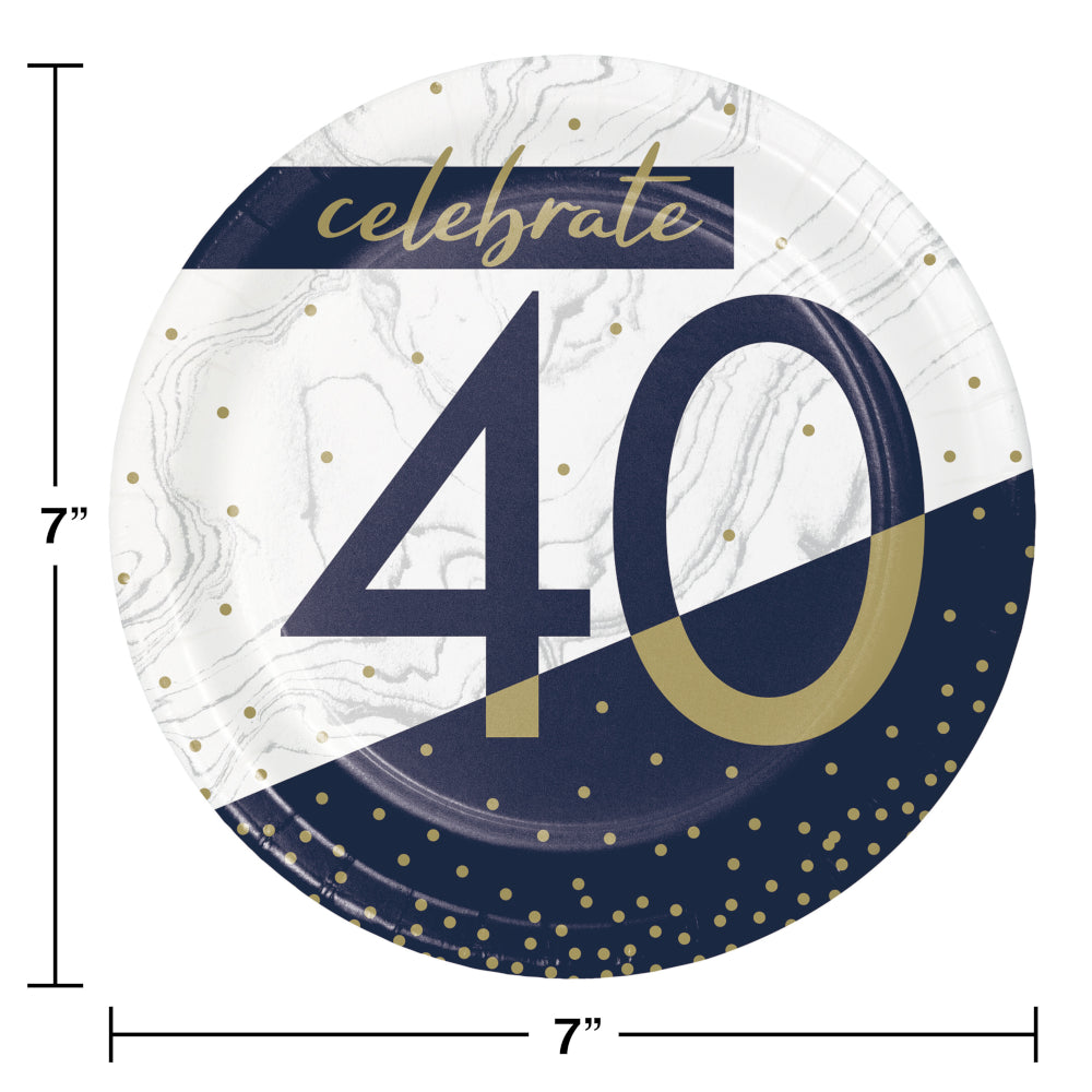 Navy & Gold Milestone 7in Paper Plate 8ct | 40th
