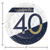 Navy & Gold Milestone 7in Paper Plate 8ct | 40th