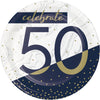 Navy & Gold Milestone 7in Paper Plate 8ct | 50th