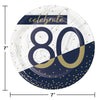 Navy & Gold Milestone 7in Paper Plate 8ct | 80th