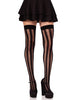 Net and Opaque Striped Thigh Highs