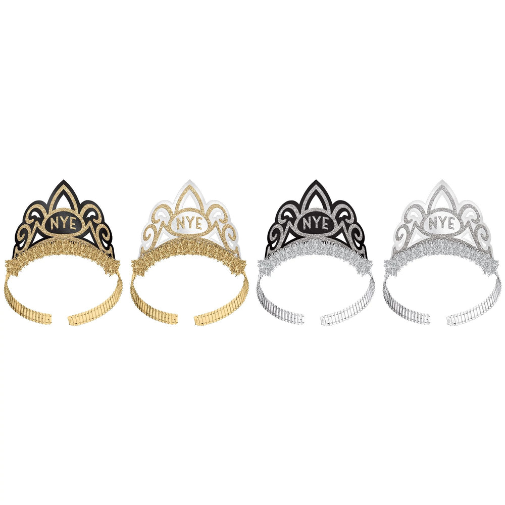 New Years Paper Tiaras - Black, Silver, Gold