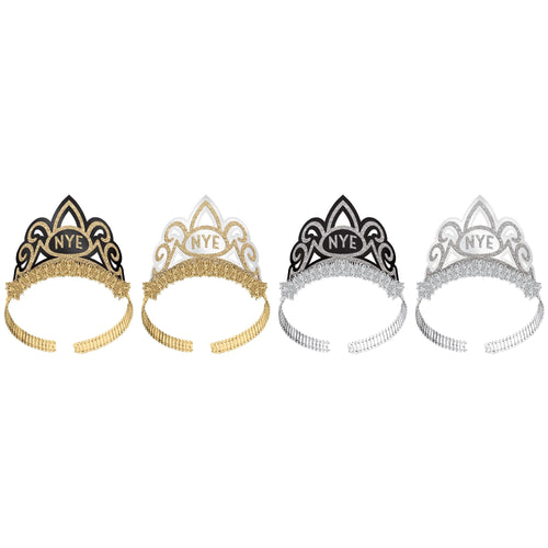 New Years Paper Tiaras - Black, Silver, Gold