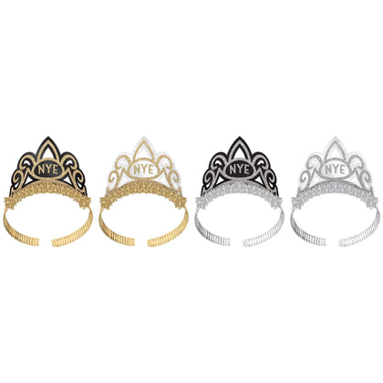 New Years Paper Tiaras - Black, Silver, Gold