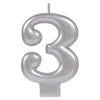 Numeral Metallic Candle #3 | Silver