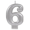 Numeral Metallic Candle #6 | Silver