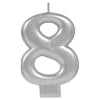 Numeral Metallic Candle #8 | Silver
