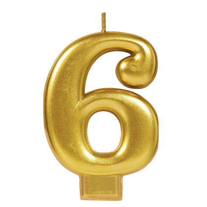 Numeral Metallic Candle #6 | Gold