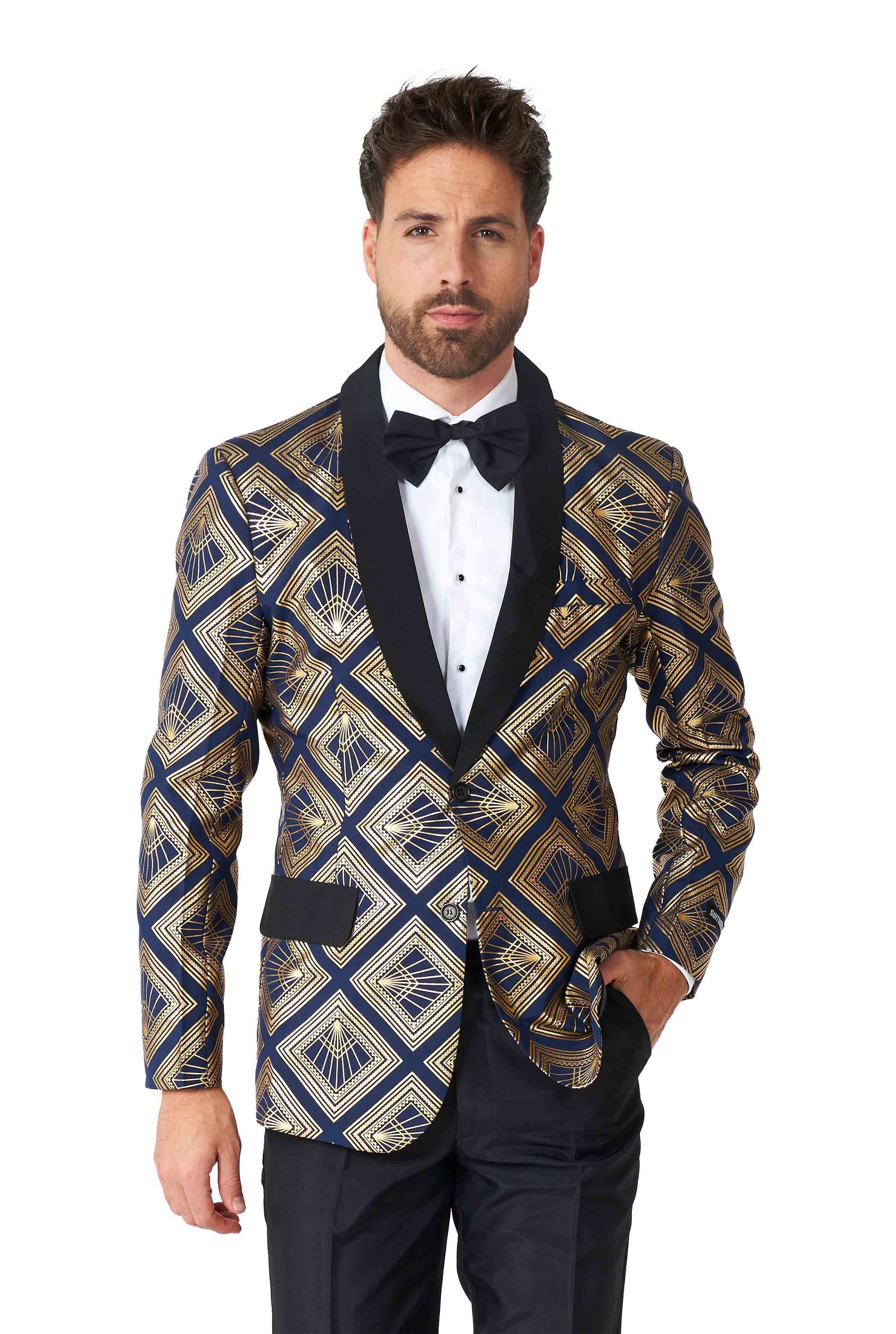 Suitmeister Men's Art Deco Deep Navy, Blue, Medium