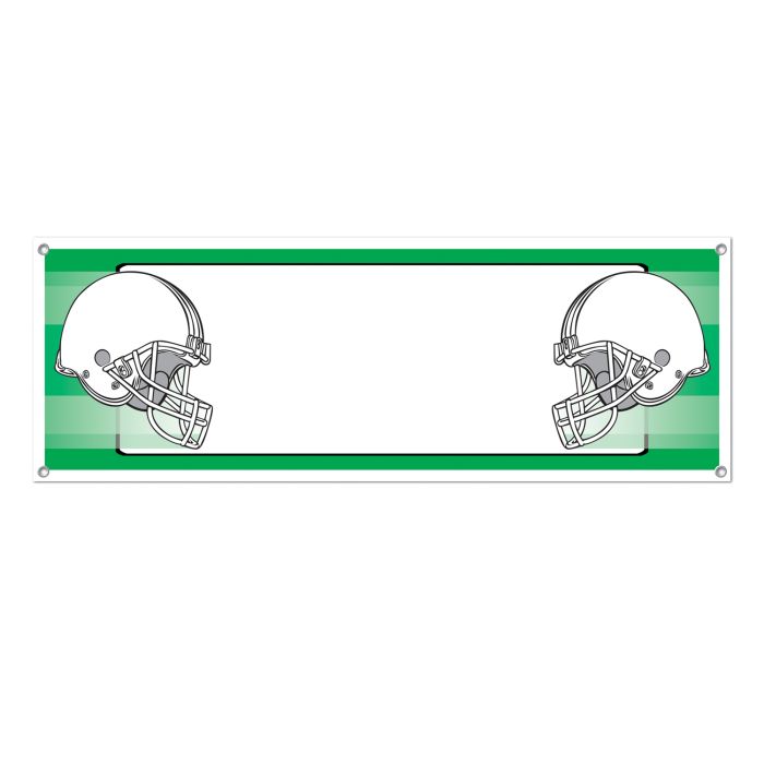 Opposing Helmets Sign Banner