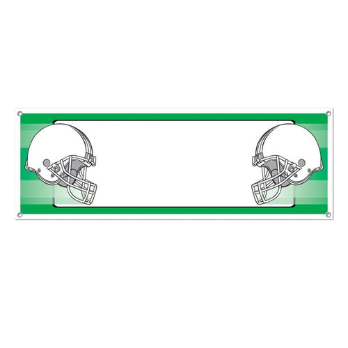 Opposing Helmets Sign Banner