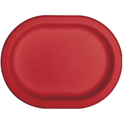 Oval 12in Paper Plates 8ct | Classic Red