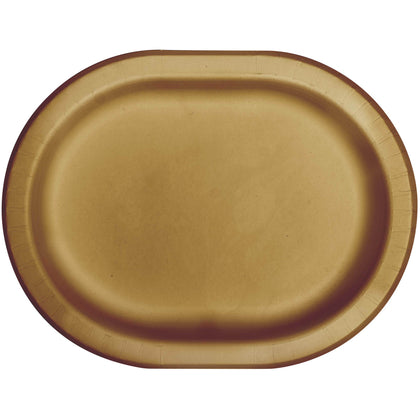 Oval 12in Paper Plates 8ct | Glittering Gold