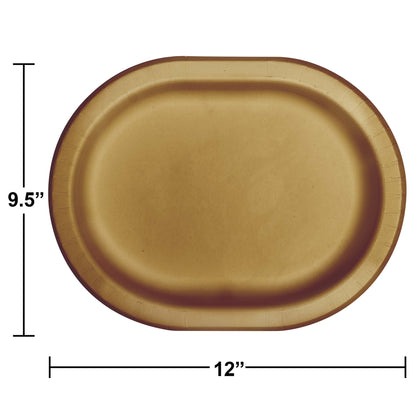 Oval 12in Paper Plates 8ct | Glittering Gold